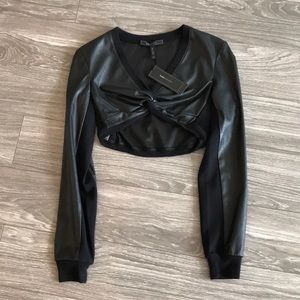 BCBG Leather Crop Top